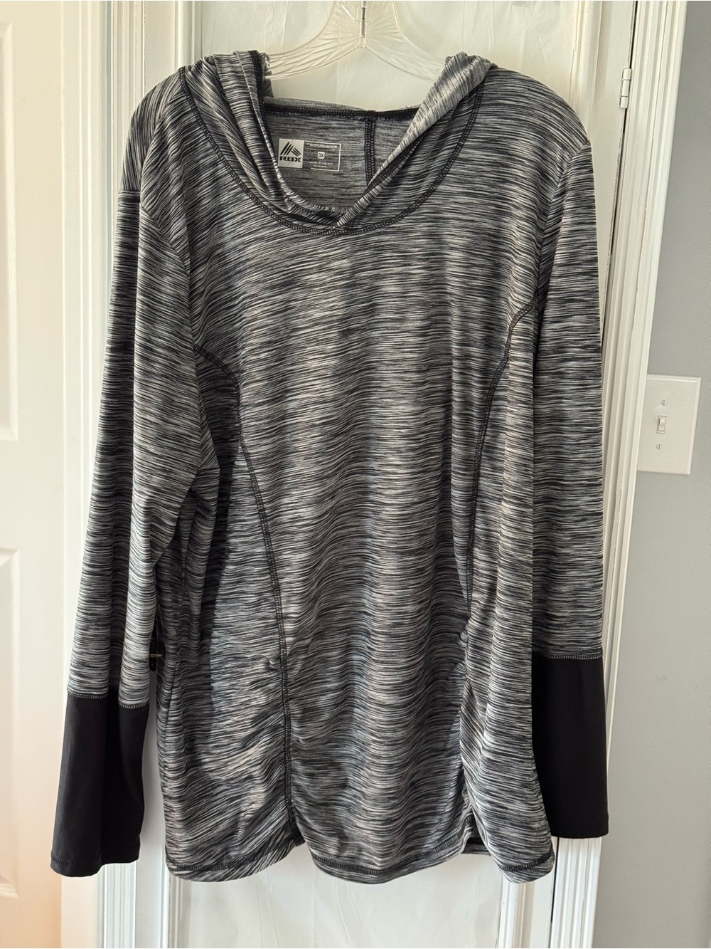 RBX Gray/Black Space-Dye Performance Long Sleeve Pullover Hoodie Size 3X